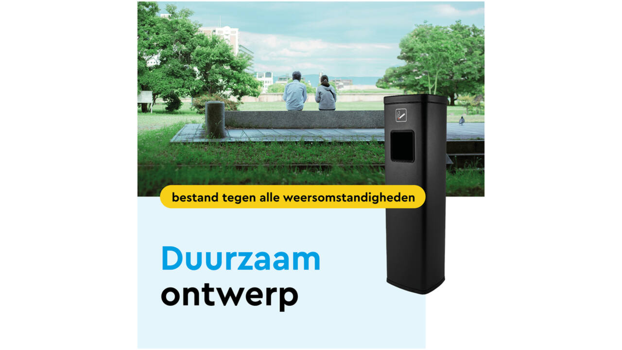 Afvalbak met asbak BRASQ 20 liter AT400 zwart
