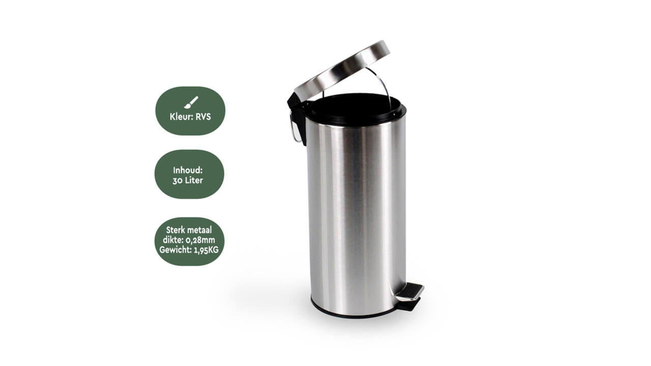 Pedaalemmer BRASQ 30 liter rvs