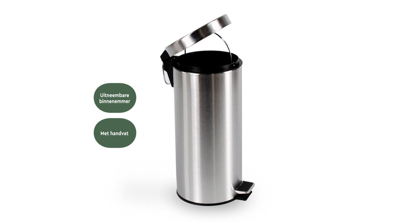 Pedaalemmer BRASQ 30 liter rvs