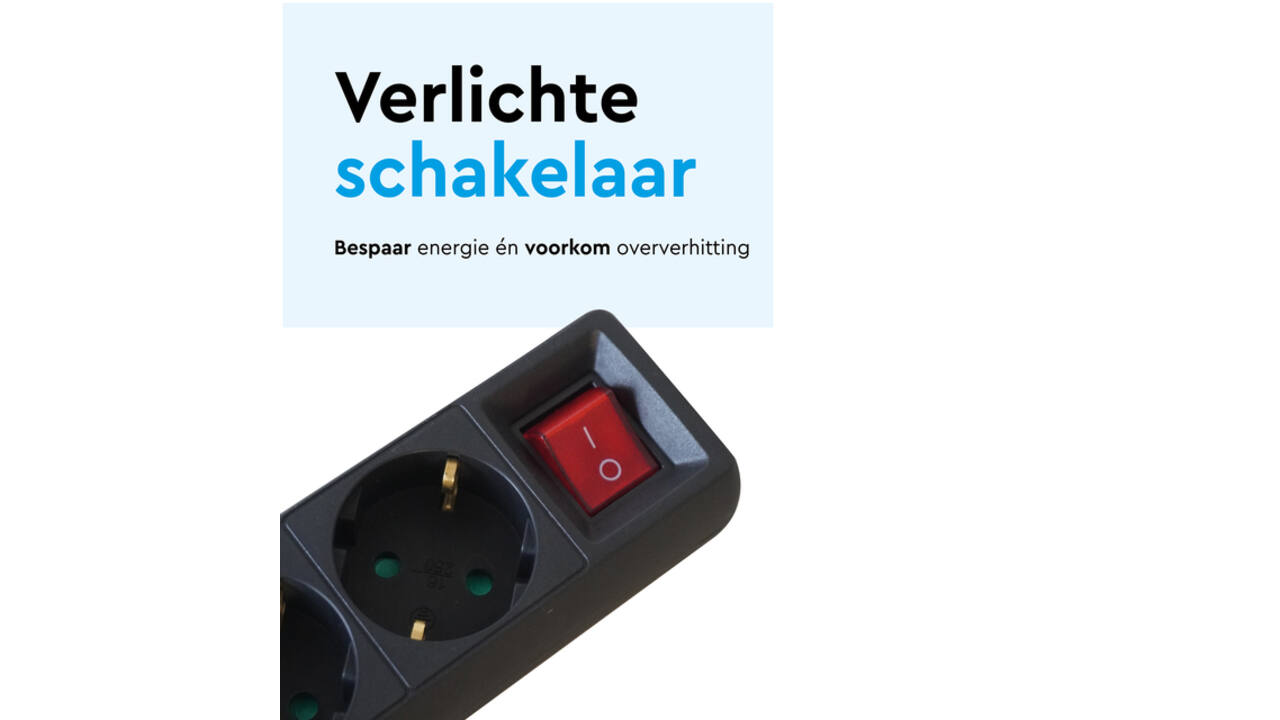 Stekkerdoos BRASQ 4 voudig 5 meter zwart