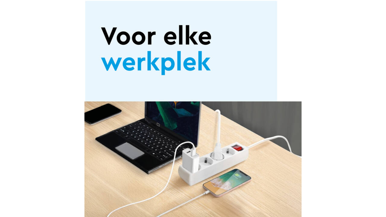 Stekkerdoos BRASQ 4 voudig 5 meter zwart
