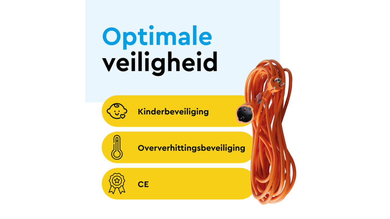 Verlengkabel BRASQ 20m oranje