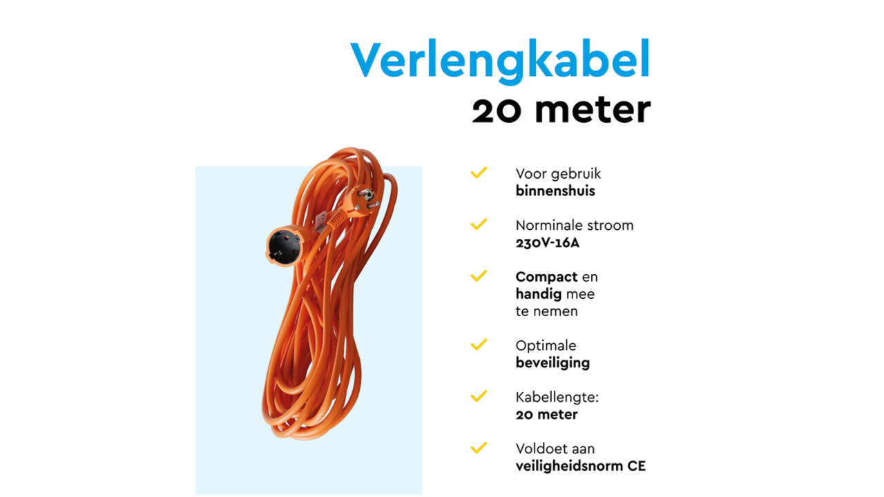 Verlengkabel BRASQ 20m oranje