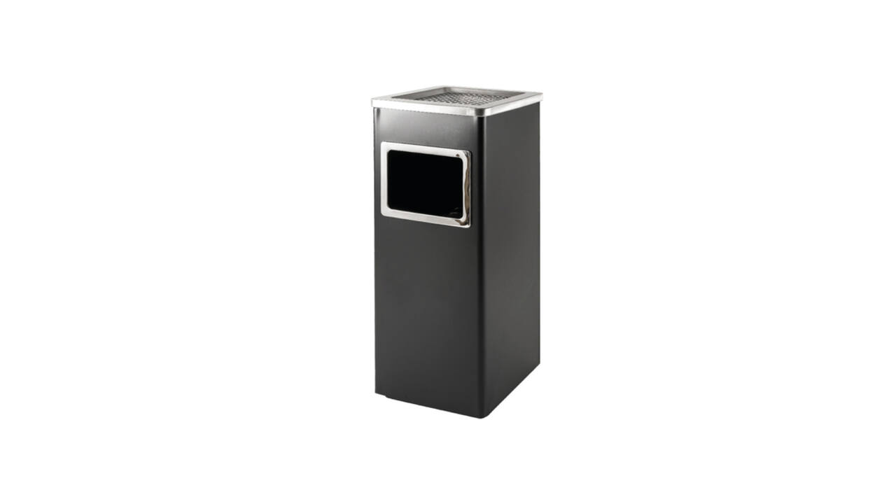 Afvalbak met asbak BRASQ 16 liter AT600 zwart