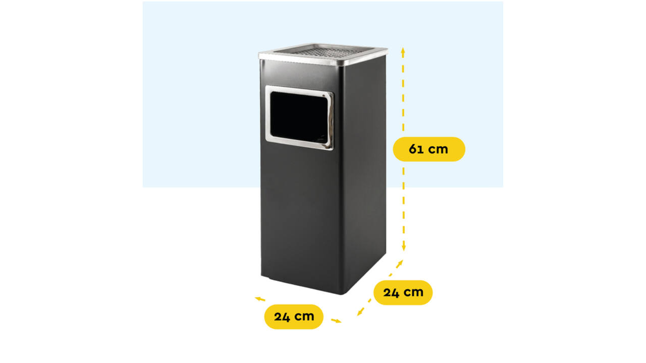Afvalbak met asbak BRASQ 16 liter AT600 zwart