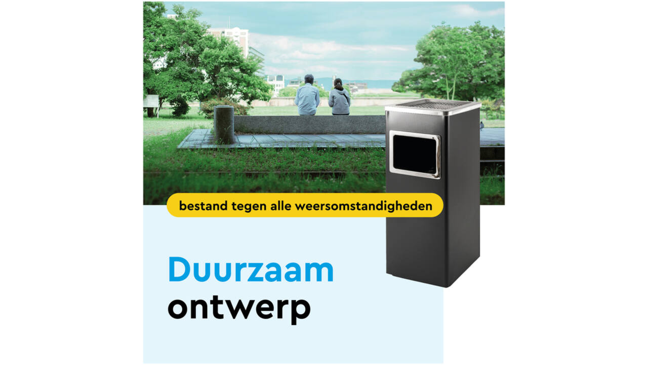 Afvalbak met asbak BRASQ 16 liter AT600 zwart