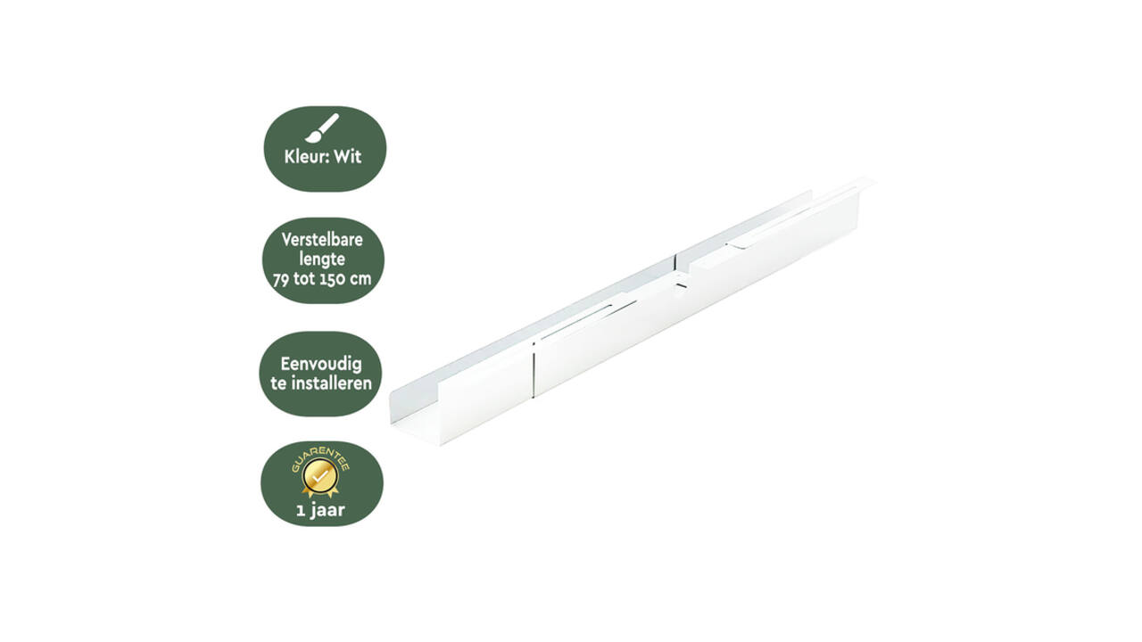 Kabelgoot BRASQ verstelbaar 75-150cm CT100 wit