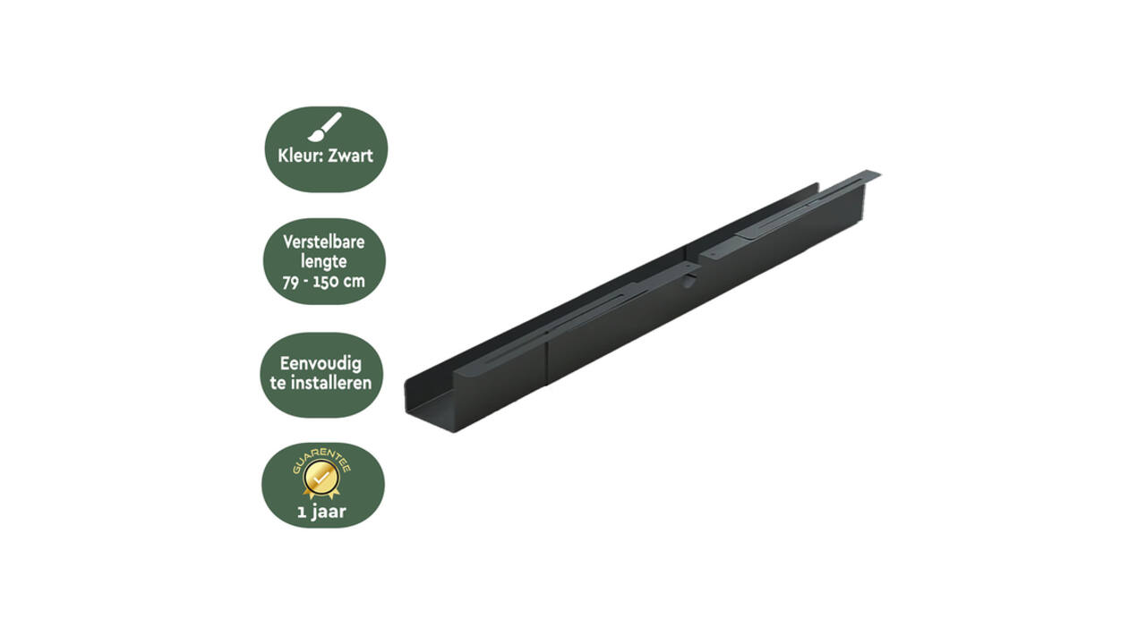Kabelgoot BRASQ verstelbaar 75-150cm CT100 zwart