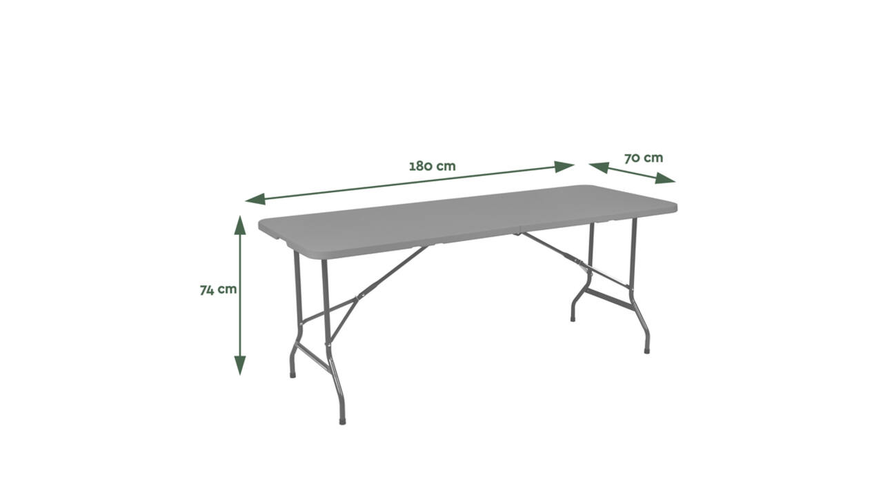 Vouwtafel BRASQ 180x70x74cm FT180 grijs