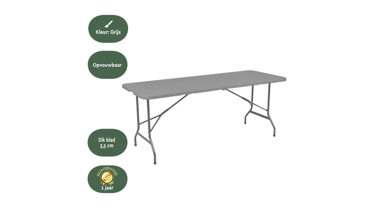 Vouwtafel BRASQ 180x70x74cm FT180 grijs