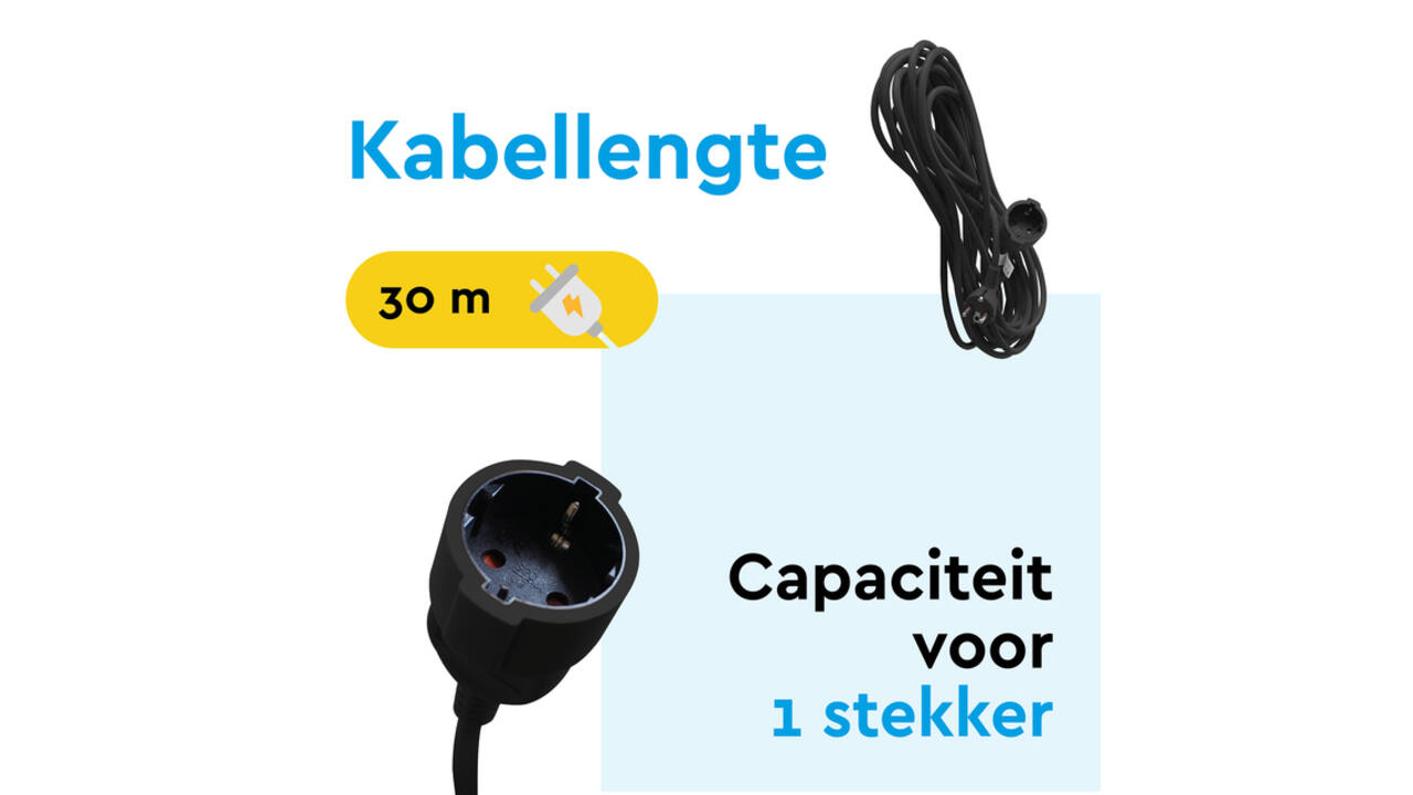 Verlengkabel BRASQ 30m zwart