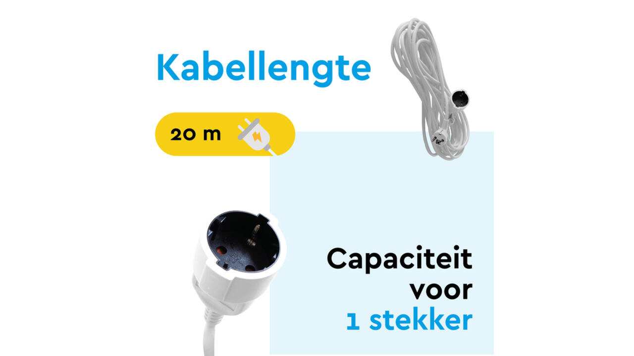 Verlengkabel BRASQ 20m wit