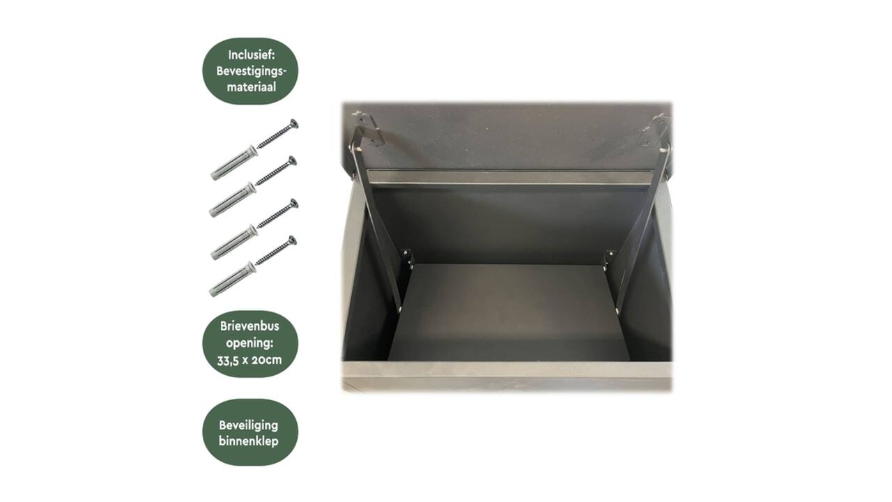 Pakketbrievenbus BRASQ 105x38x24cm PB400 Zwart