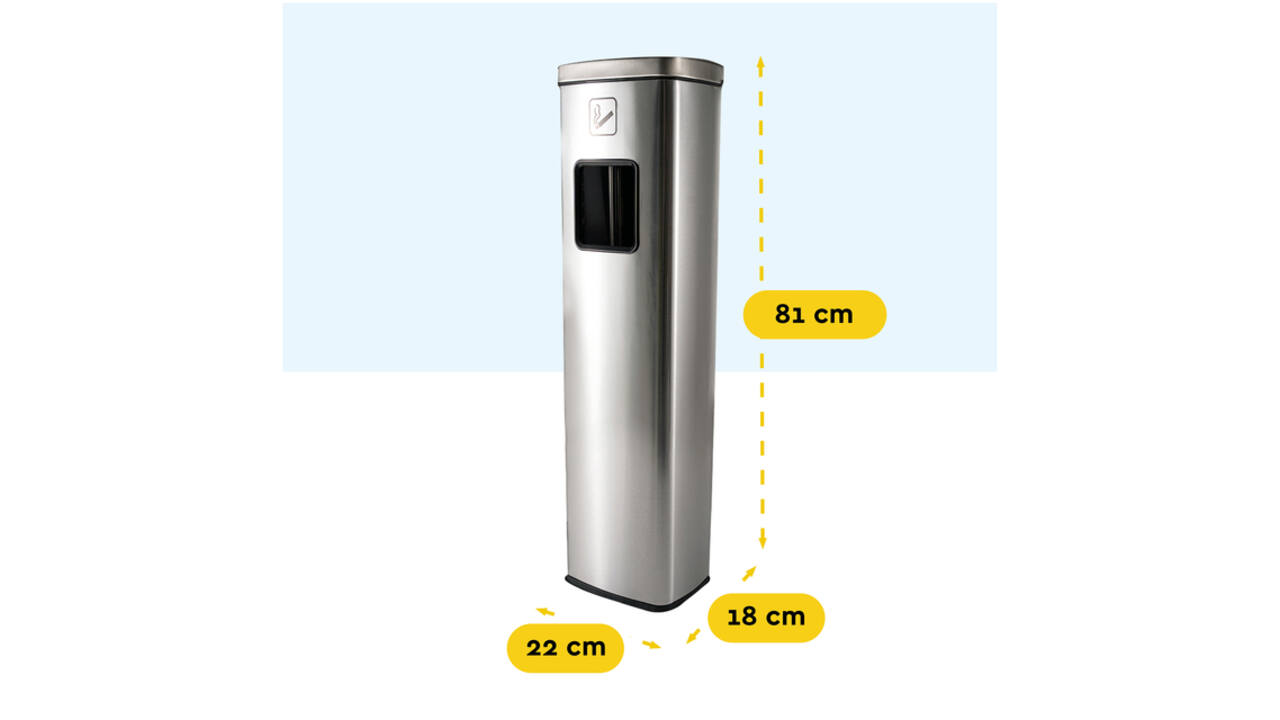 Afvalbak met asbak BRASQ 20 liter AT400 rvs