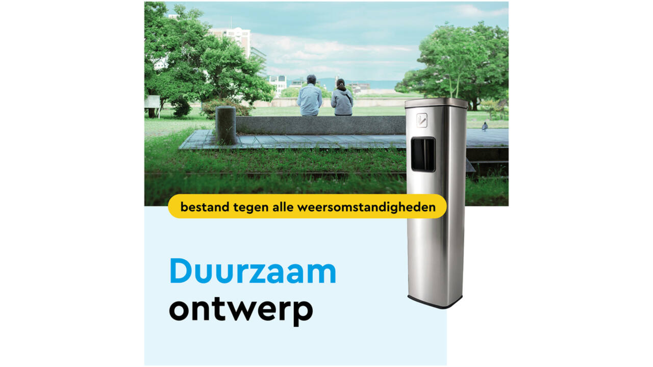 Afvalbak met asbak BRASQ 20 liter AT400 rvs