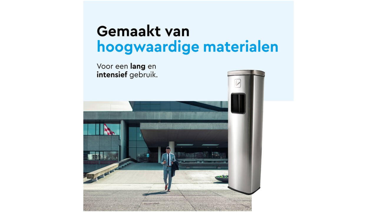 Afvalbak met asbak BRASQ 20 liter AT400 rvs