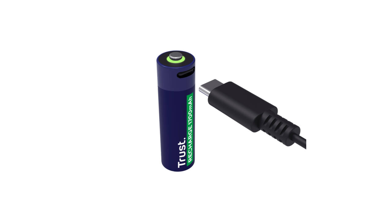 Batterij Trust USB-C oplaadbaar AA 2 stuks