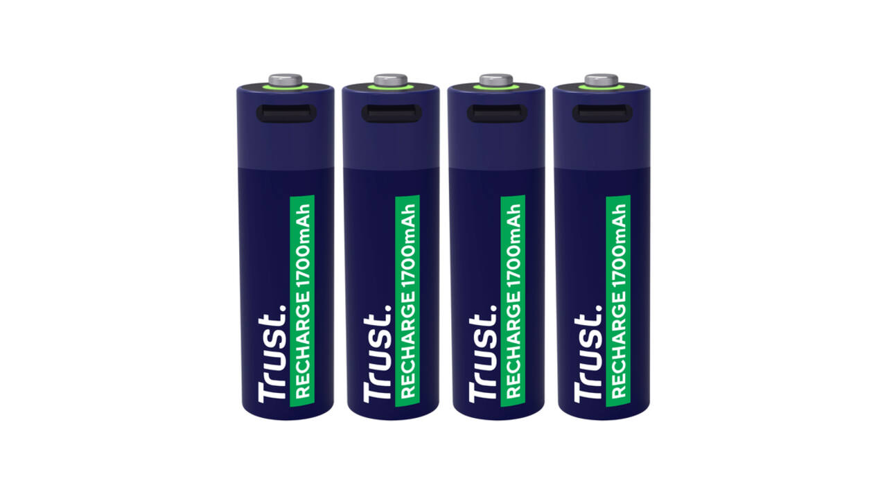 Batterij Trust USB-C oplaadbaar AA 4 stuks