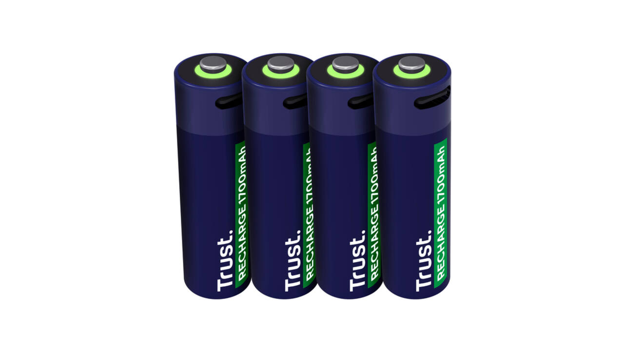 Batterij Trust USB-C oplaadbaar AA 4 stuks