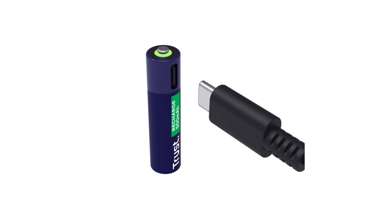 Batterij Trust USB-C oplaadbaar AAA 4 stuks