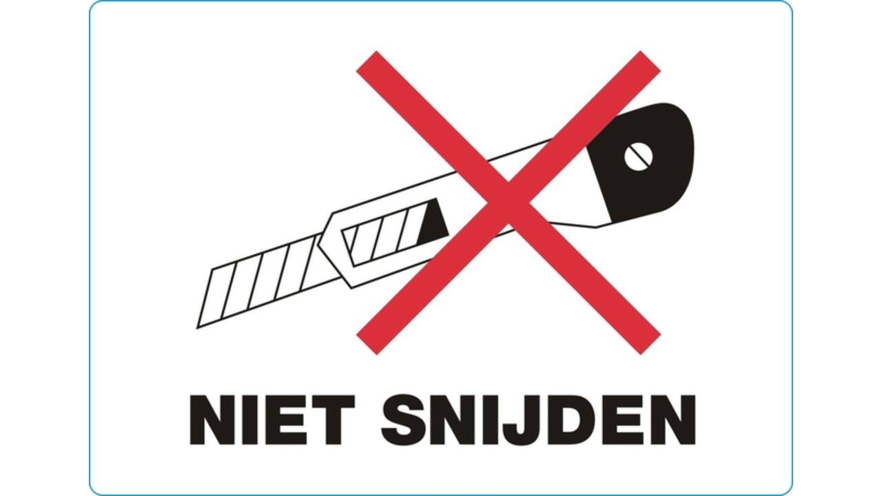 Waarschuwingsetiket IEZZY niet snijden 105x74mm 500 stuks
