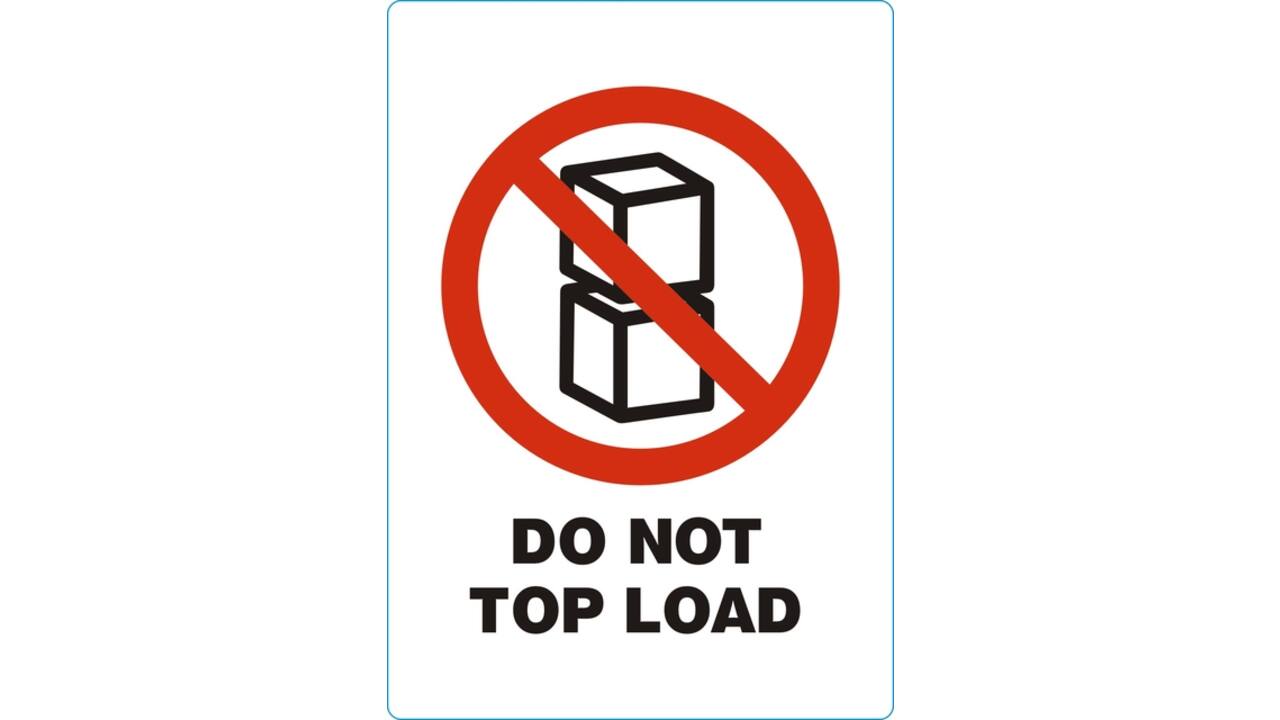 Waarschuwingsetiket IEZZY do not top load 74mmx105mm 500 stuks