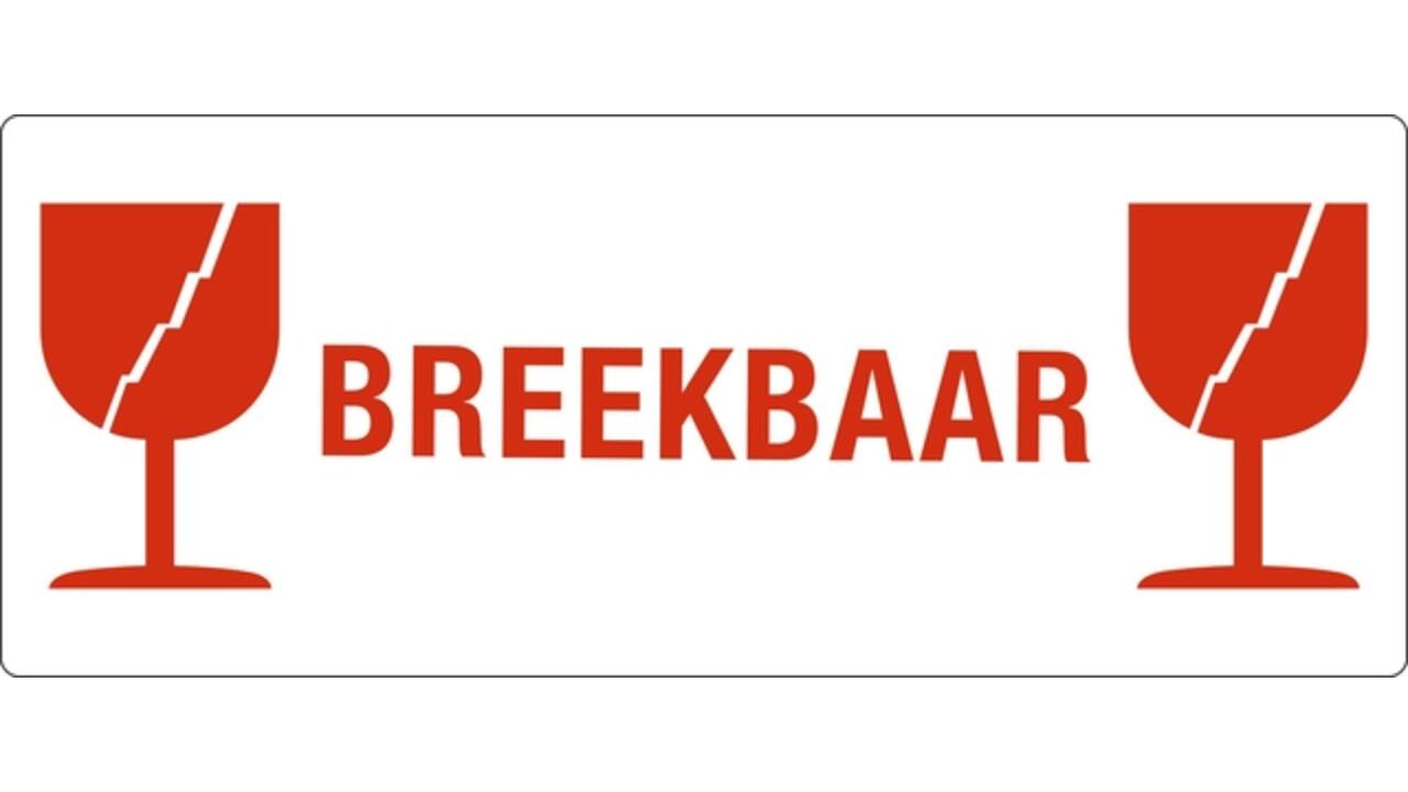 Waarschuwingsetiket IEZZY glas breekbaar 150mmx60mm 500 stuks
