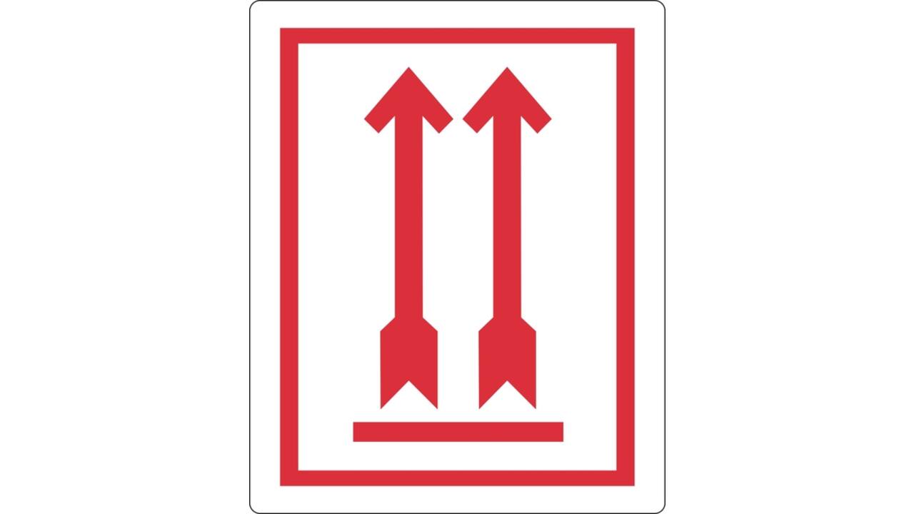 Waarschuwingsetiket IEZZY pijl omhoog 74x105mm 500 stuks
