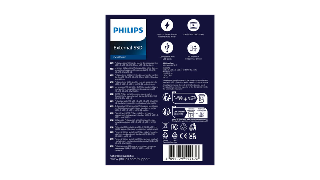 SSD Philips External 500 GB Ultra Speed Space Grey