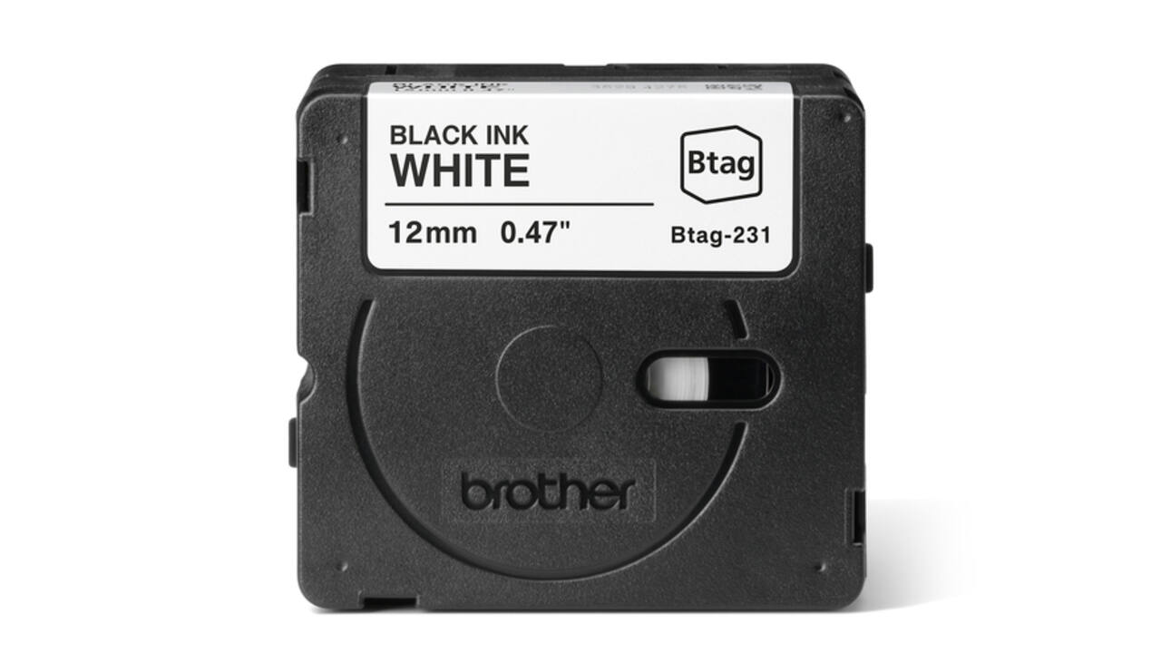 Labeltape Brother P-touch Btag-231 standaard 12mm zwart op wit