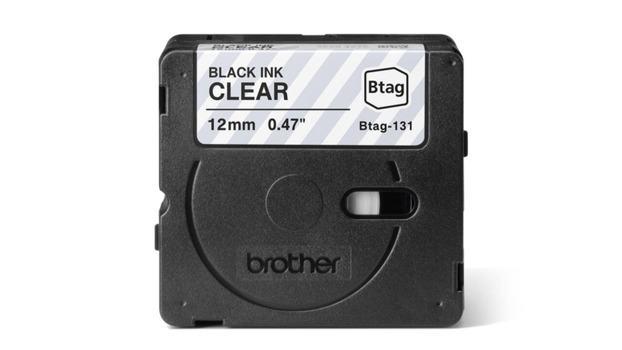 Labeltape Brother P-touch Btag-131 standaard 12mm zwart op transparant
