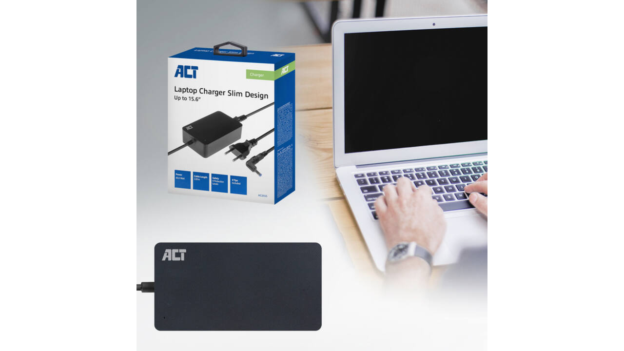 Laptop Oplader ACT Compact universeel 65W
