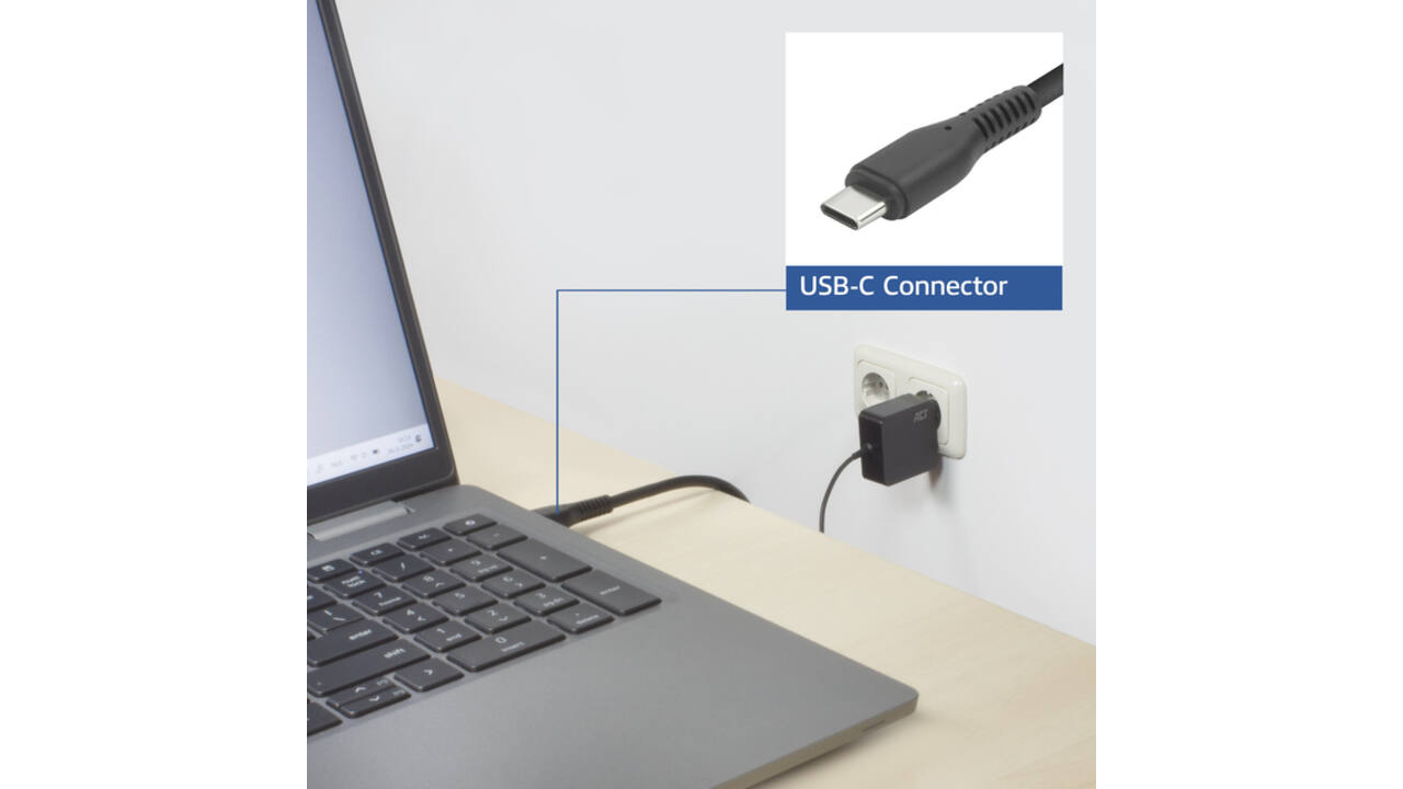 Laptop Oplader ACT USB-C Power Delivery 65W 2mtr