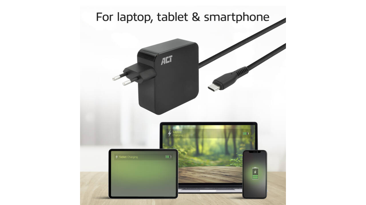 Laptop Oplader ACT USB-C Power Delivery 65W 2mtr