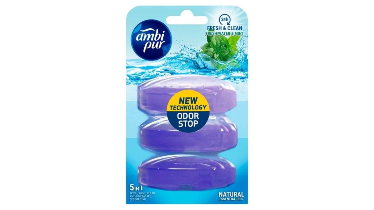 Toiletblok navulling Ambi Pur Fresh Water & Mint 3x55ml
