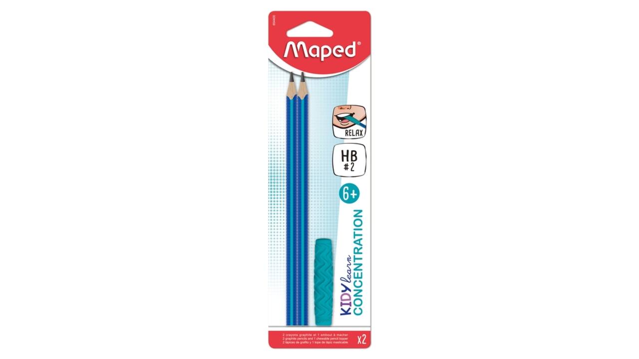 Potlood Maped Kidy Learn Concentration met kauwtopper blauw 3 stuks