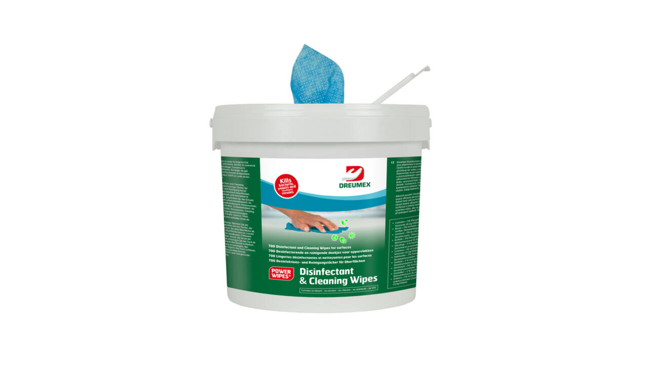 Desinfectiedoekjes Dreumex Disinfectant & Cleaning emmer 700 stuks blauw