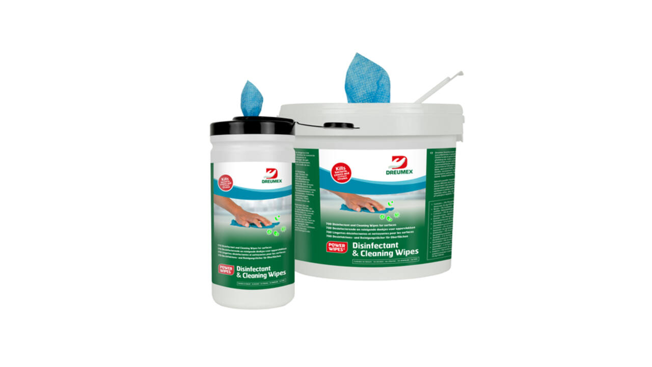 Desinfectiedoekjes Dreumex Disinfectant & Cleaning emmer 700 stuks blauw