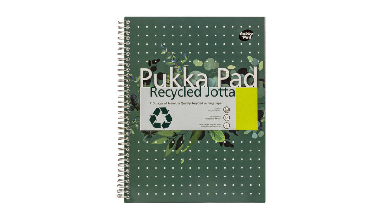 Collegeblok Pukka Pad Jotta Recycled A4 lijn 4-gaats 110 pagina's 80gr groen