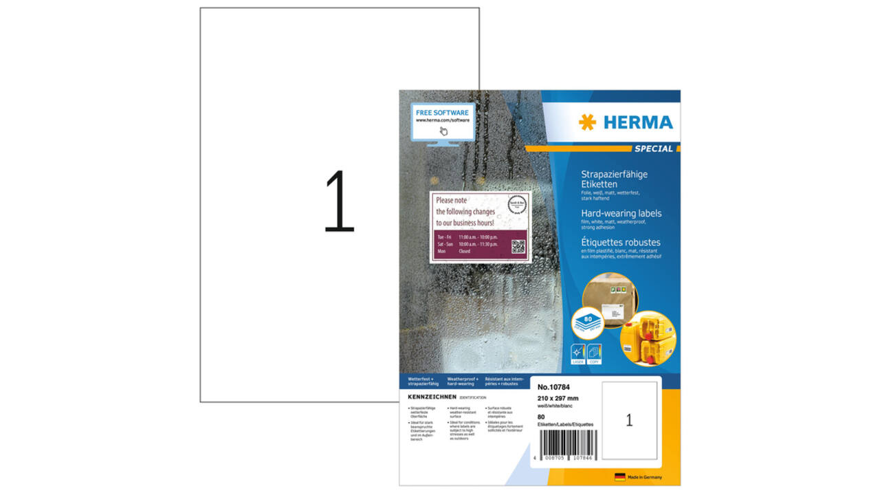 Etiket HERMA 10784 210x297mm weerbestendig wit 80 stuks