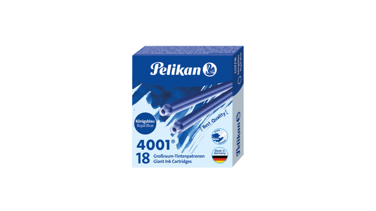 Inktpatroon Pelikan 4001 lang koningsblauw 18 stuks