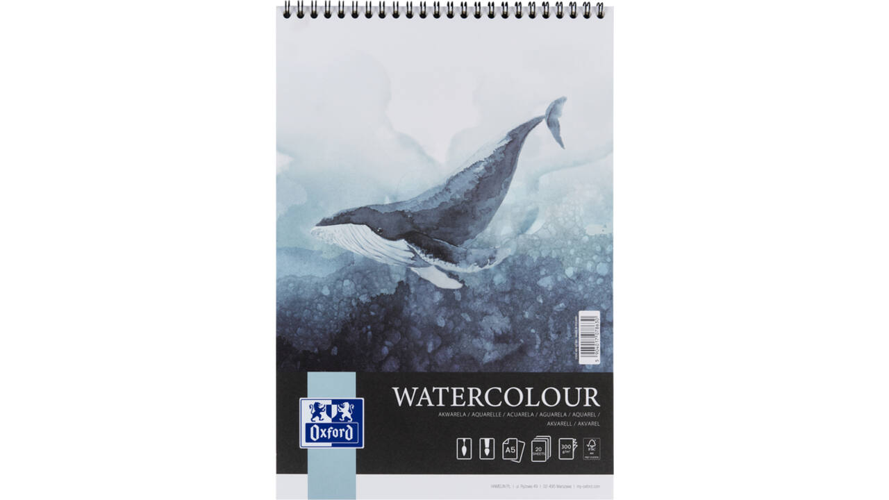 Aquarelblok Oxford Watercolour A5 20 vel 300 gram spiraal
