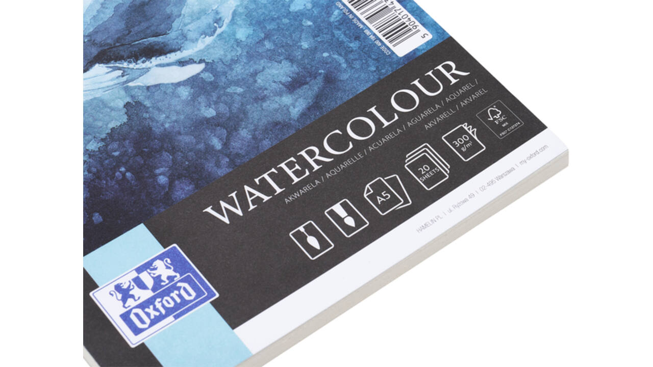 Aquarelblok Oxford Watercolour A5 20 vel 300 gram spiraal