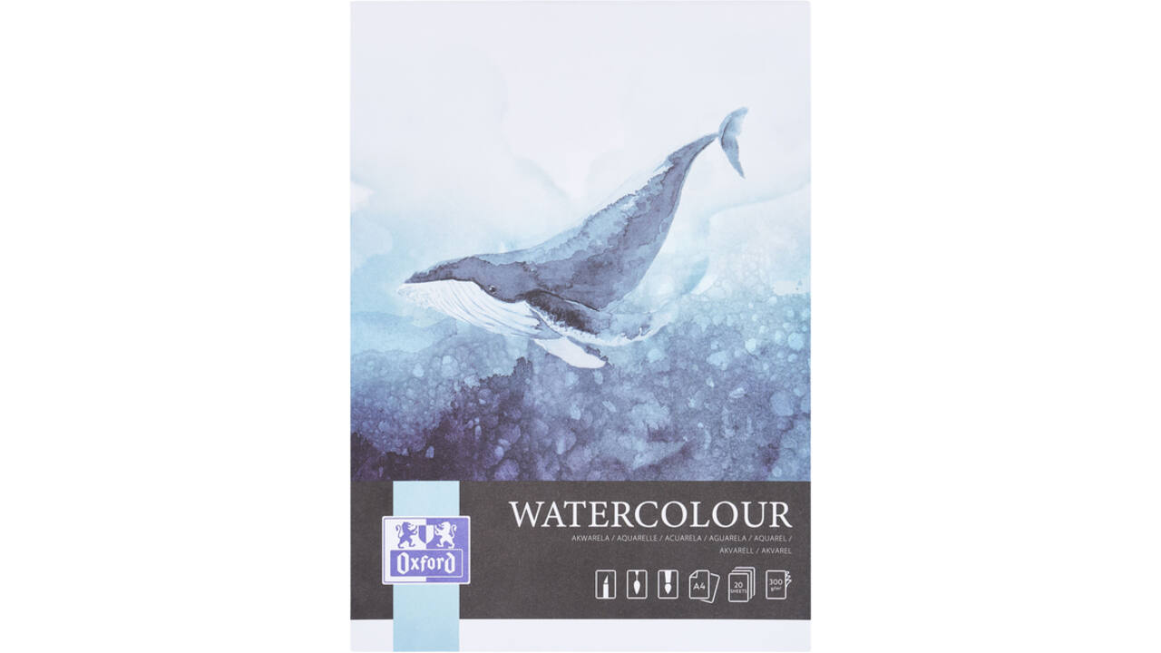Aquarelblok Oxford Watercolour A4 20 vel 300 gram gelijmd