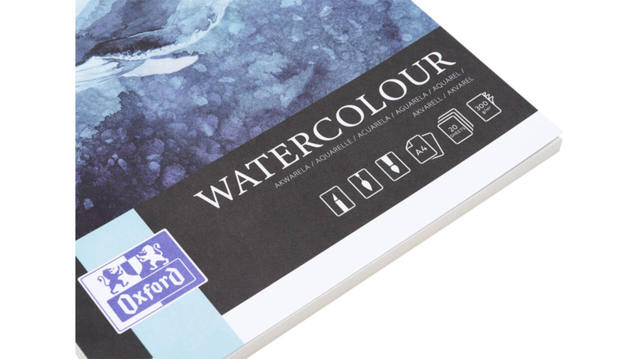 Aquarelblok Oxford Watercolour A4 20 vel 300 gram gelijmd