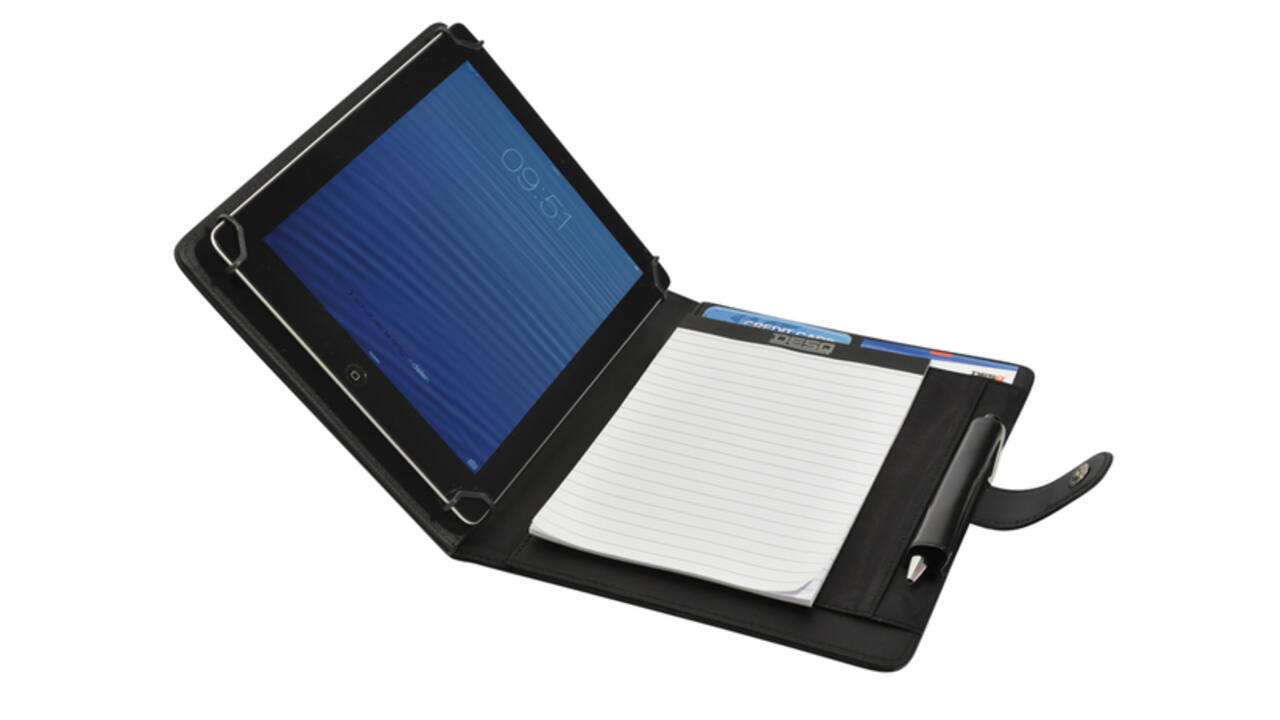 Schrijfmap DESQ voor tablet 7"-10" met sluitclip zwart