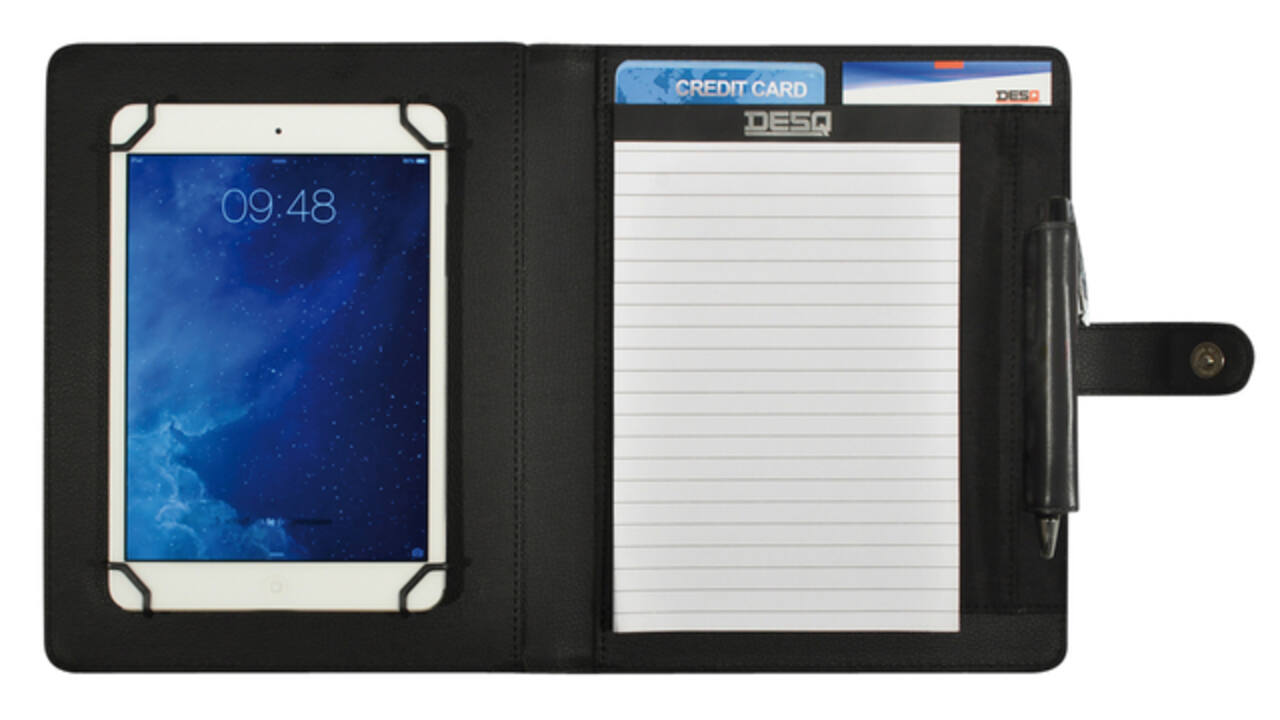 Schrijfmap DESQ voor tablet 7"-10" met sluitclip zwart