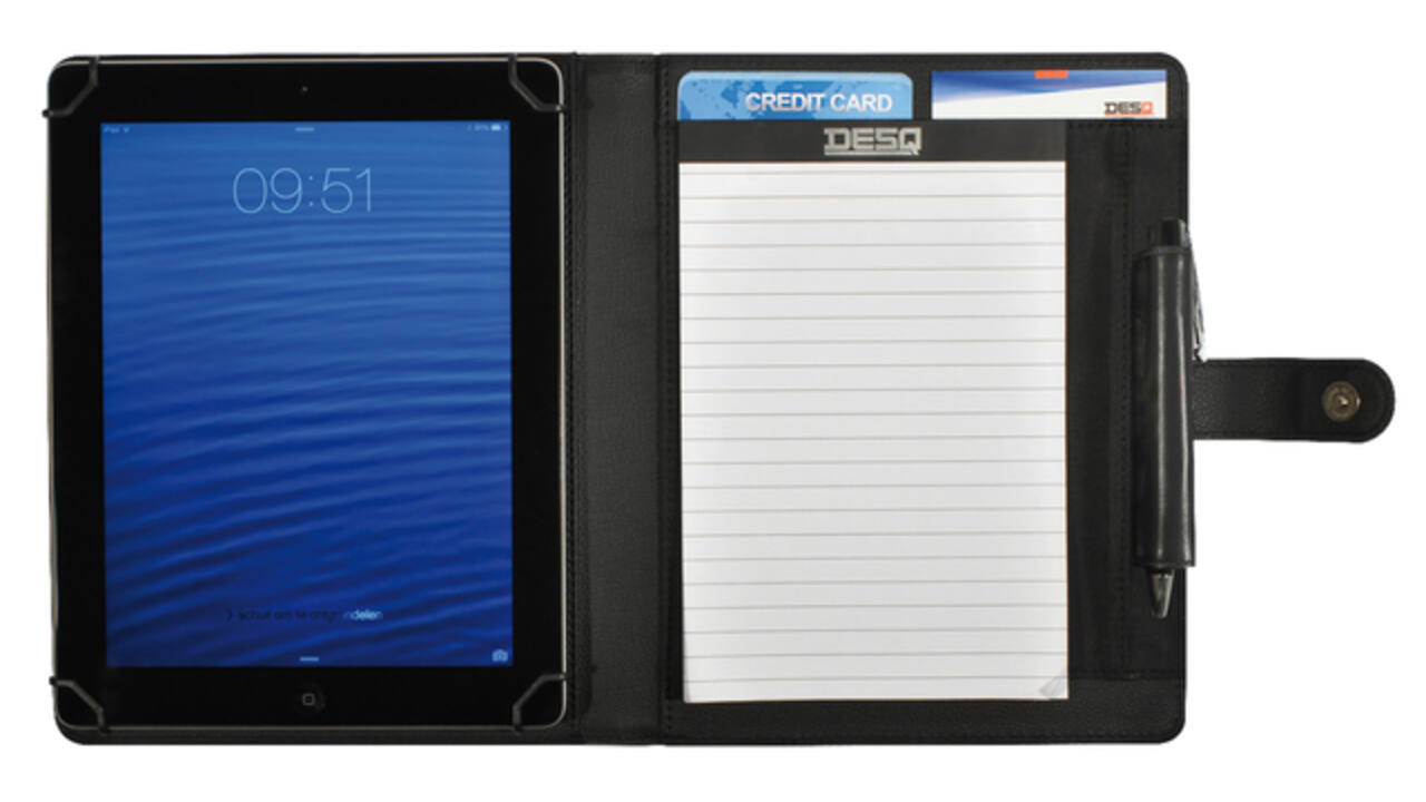 Schrijfmap DESQ voor tablet 7"-10" met sluitclip zwart