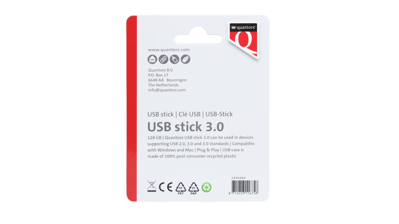 USB stick 3.0 Quantore USB-A 128GB zwart