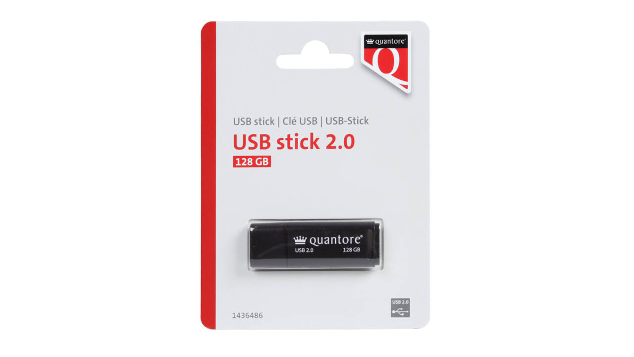 USB stick 2.0 Quantore USB-A 128GB zwart